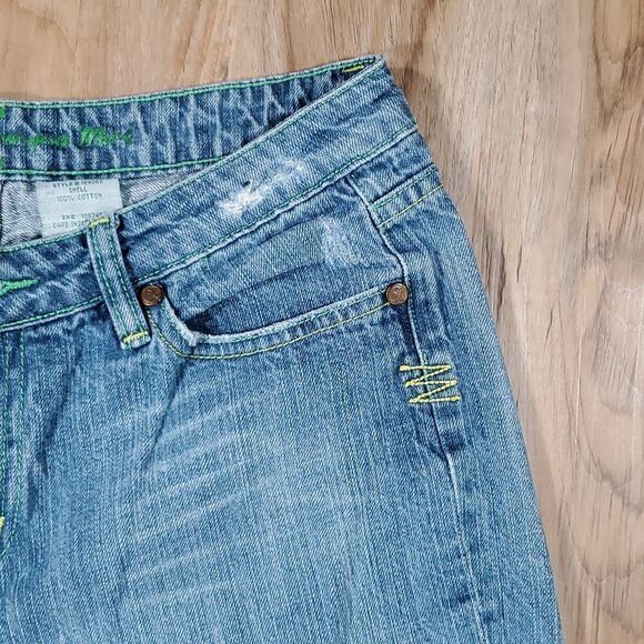 💜Vintage Iris Blue Distressed Boot Cut Jeans Size 9/30 - Picture 5 of 12